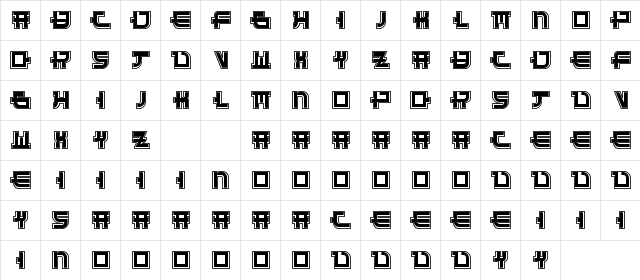 Funny Samurai Demo Outline Regular  glyph index