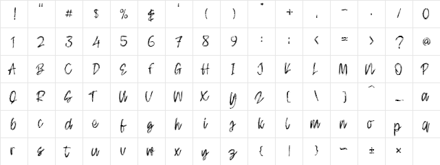 Skectcher Regular  glyph index