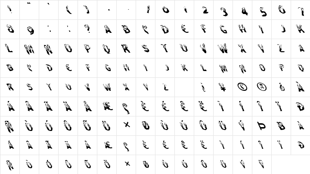 FZ WACKY 27 LEFTY Normal  glyph index