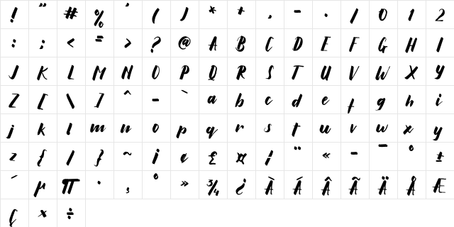 Roberts Regular  glyph index