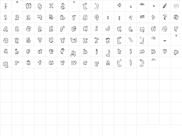 CK Choppy Block Regular  glyph index