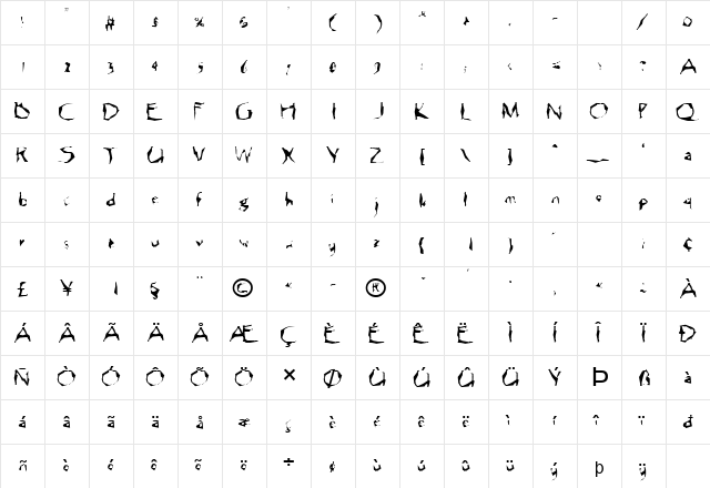 FZ WACKY 12 Normal  glyph index