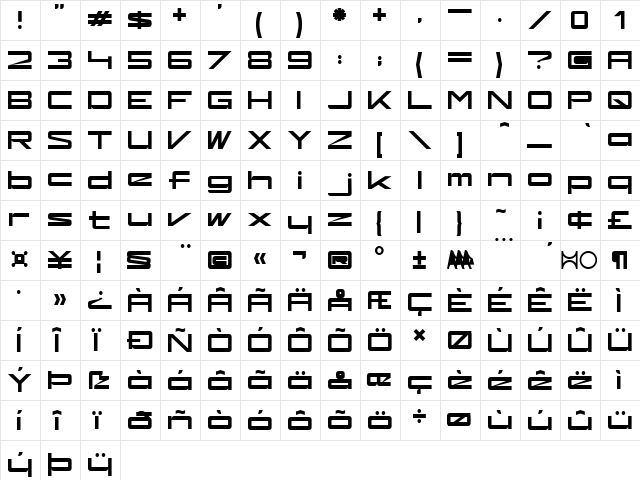 kaufhalle Regular  glyph index