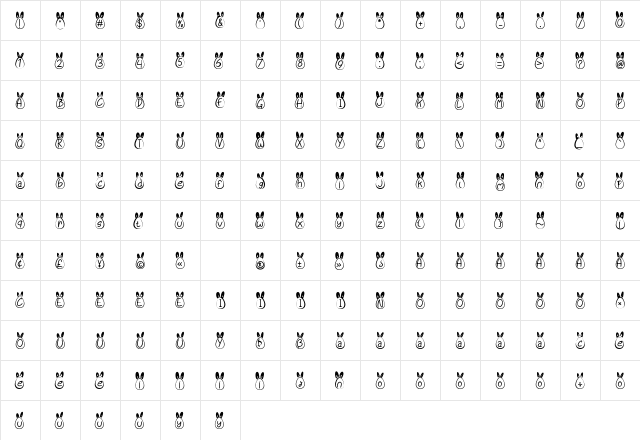 Eggy Bunny Ear Regular  glyph index