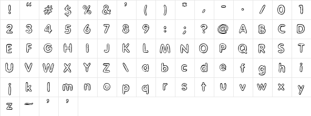 Glimstick Regular  glyph index