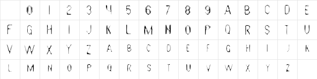 Gloomy Gus Regular  glyph index