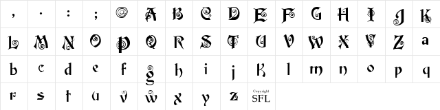 Potsdam Regular  glyph index