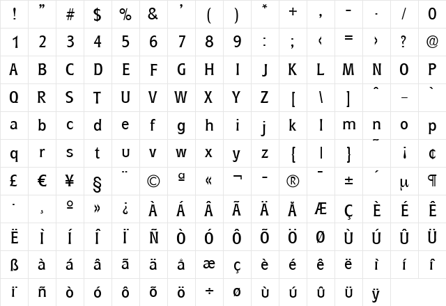 EddieBecker Regular  glyph index
