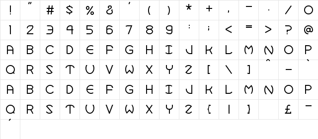 Robotron Normal  glyph index