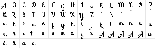 Cristiane Regular  glyph index