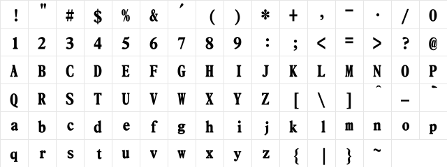 DFLiKingHeiU-XB Regular  glyph index