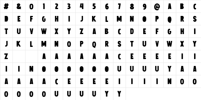 Chillow Personal Use Regular  glyph index