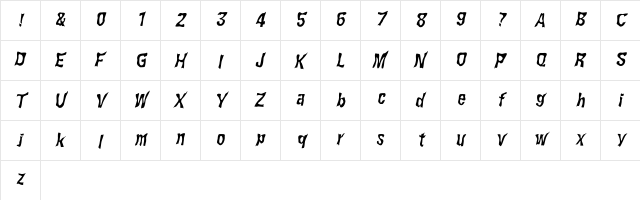 WILD2 Ghixm NC Italic  glyph index