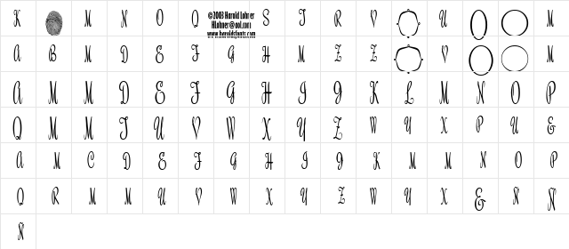 HMRoselyn Script Monograms DEMO Regular  glyph index