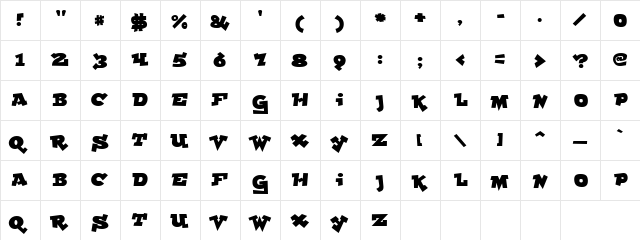 Souvenir Regular  glyph index