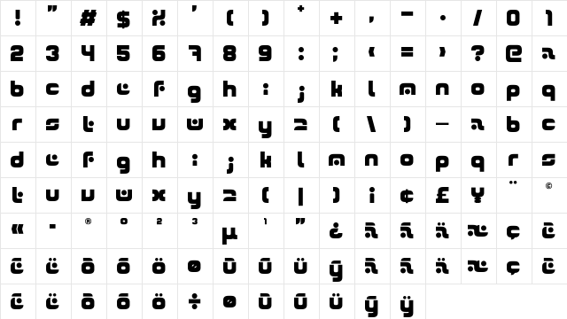 Atmos Regular  glyph index