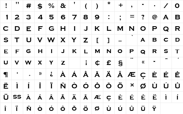 CopperplateTBolRo1 Regular  glyph index