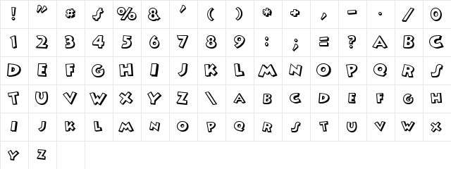 Mickey Regular  glyph index