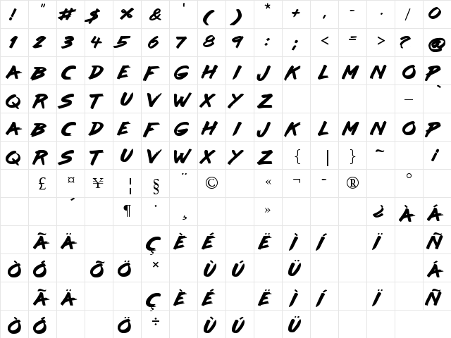 lazer84 Regular  glyph index