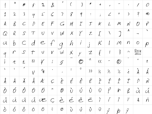 LEHN226 Regular  glyph index