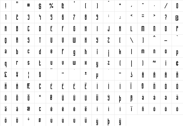 Popincourt 1981 Hi Regular  glyph index