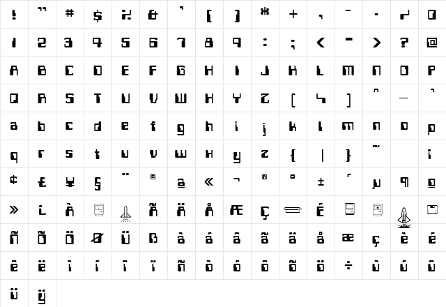 Computerfont Regular  glyph index