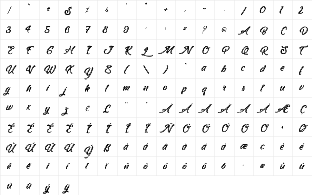 East Octopus - Personal Use Regular  glyph index