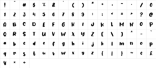 Wash Your Hand Regular  glyph index