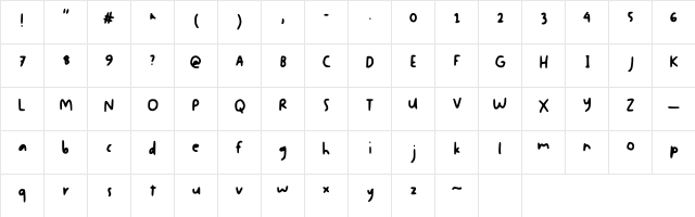 Pelangi Regular  glyph index