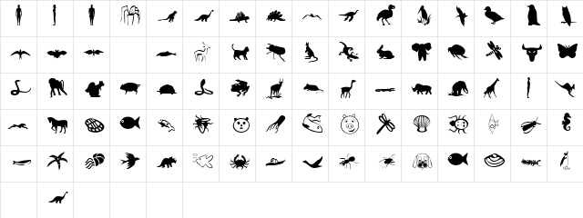 DexisDingbatsThreeSSK Regular  glyph index
