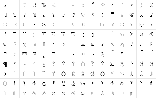 BlippoBlaDOu1 Regular  glyph index