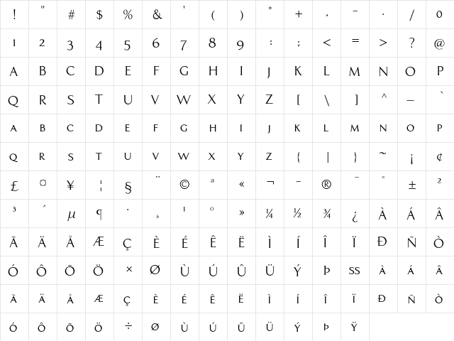 Aperto SCOsF Regular  glyph index