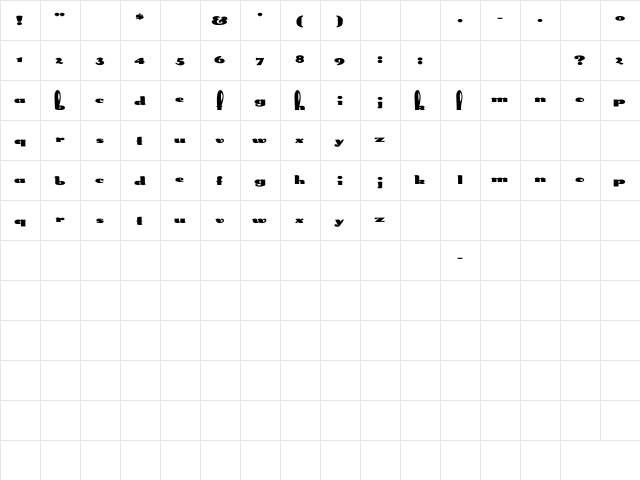 Rabbit Ex Regular  glyph index