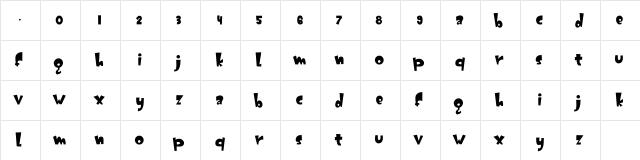 GATOT KACA Regular  glyph index