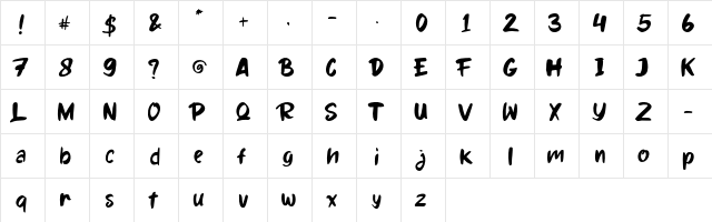 Juice Day Regular  glyph index