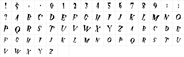Spunk Italic  glyph index