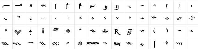 Kingthings Flourishes Regular  glyph index