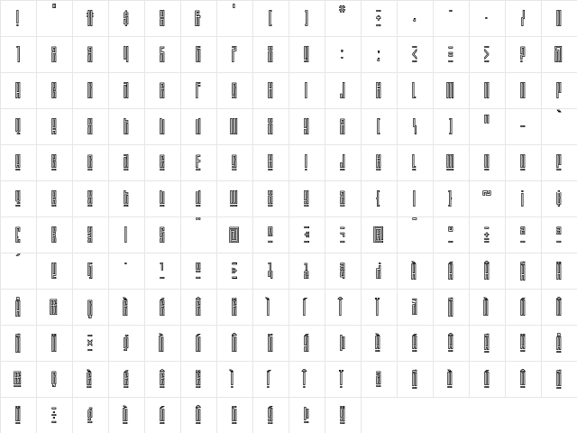 Meandro NF Regular  glyph index
