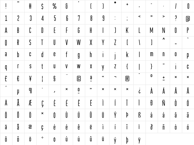 CstBerlinEast RegularTf  glyph index