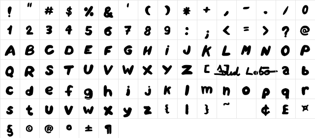 Amareleta Regular  glyph index