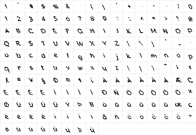 FZ WACKY 55 LEFTY Normal  glyph index