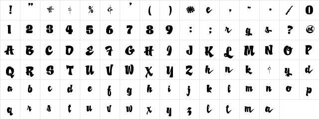 A&S Rhino Regular  glyph index