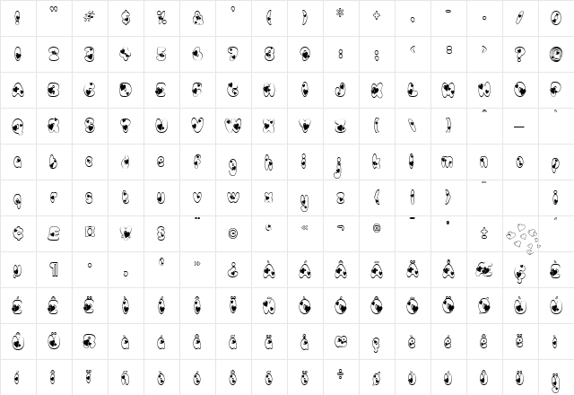 Newlywed Regular  glyph index