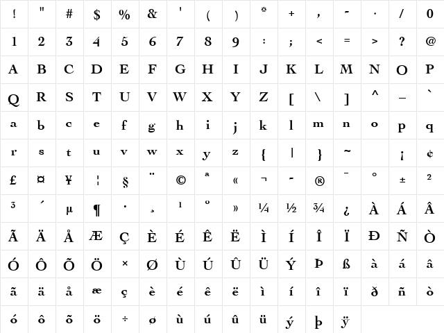 Badr LT Bold  glyph index