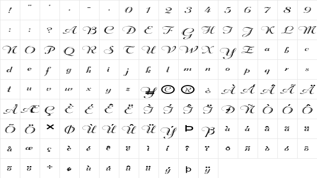 FZ SCRIPT 18  EX Normal  glyph index