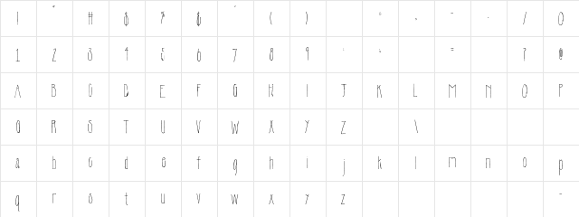 SBC Skinny Dip SBC Skinny Dip  glyph index