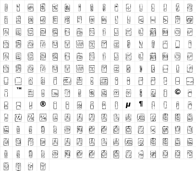 a_BrokerCmOtl Regular  glyph index