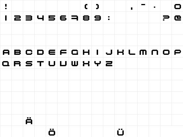 Maschinen Regular  glyph index