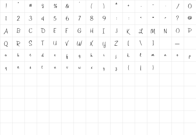 AL Hurried Note Regular  glyph index