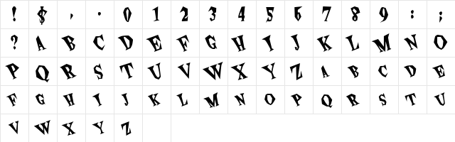 Spunk Bold  glyph index